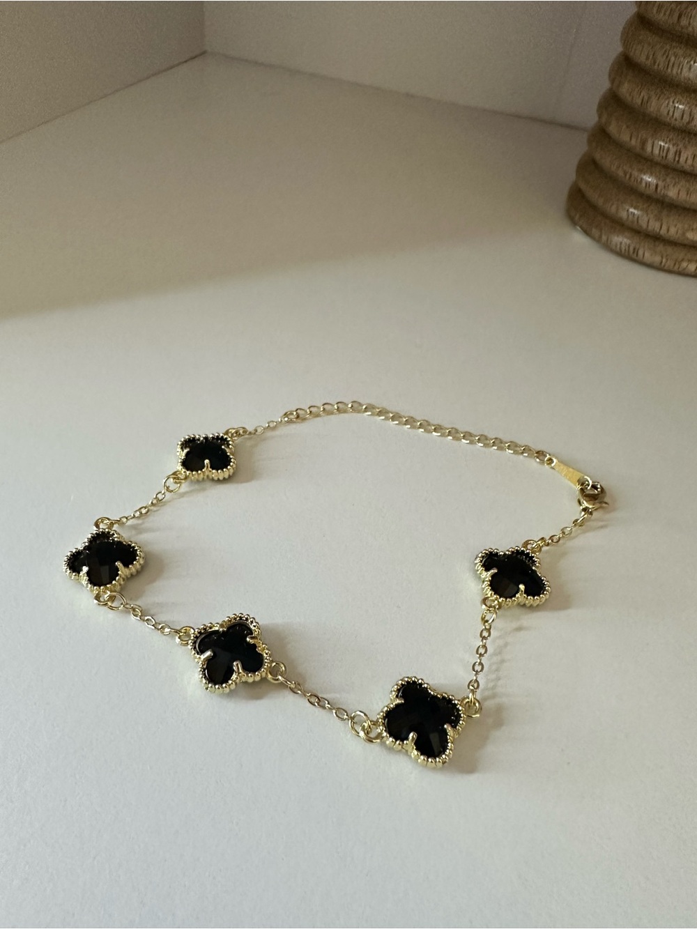 Gold Chain bracelet with Black Clover Motif